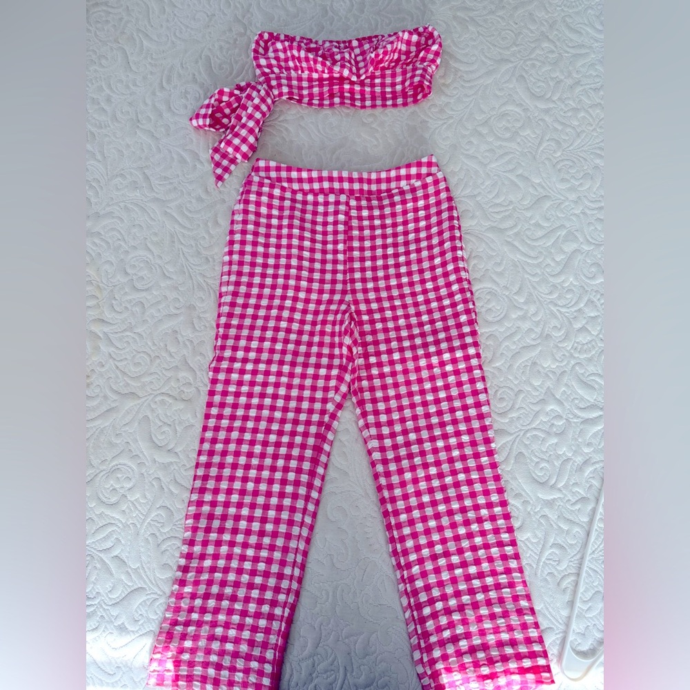 Pink and White Checked Set